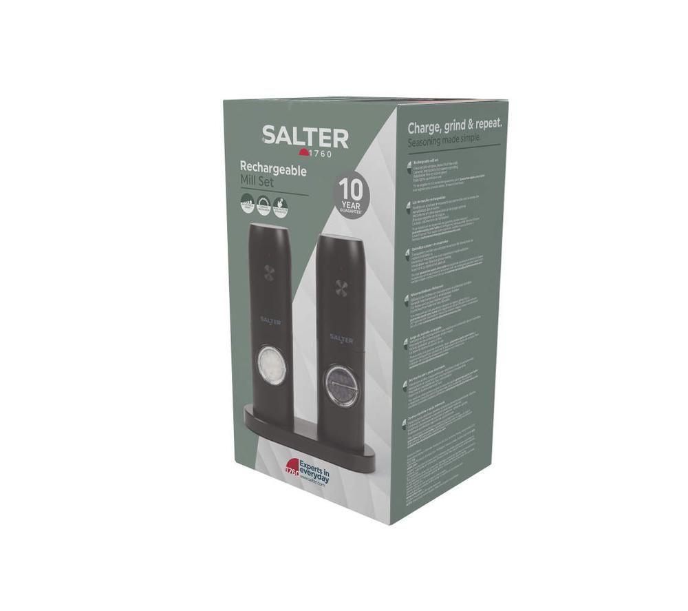 SALTER Electric Salt & Pepper Mill Set & Base - Black image number 6 of 10