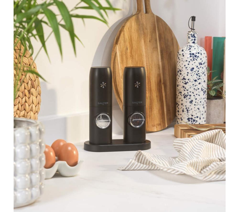 SALTER Electric Salt & Pepper Mill Set & Base - Black image number 9 of 10