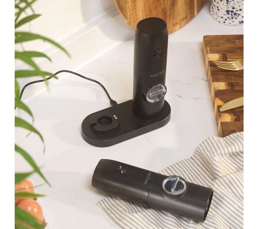 SALTER Electric Salt & Pepper Mill Set & Base - Black image number 10 of 10