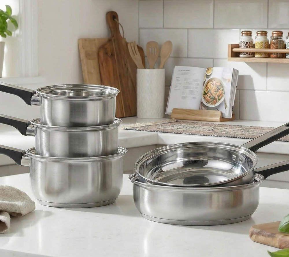 SALTER Expert 5‑piece Stainless Steel Cookware Set &ndash; Silver image number 4 of 8