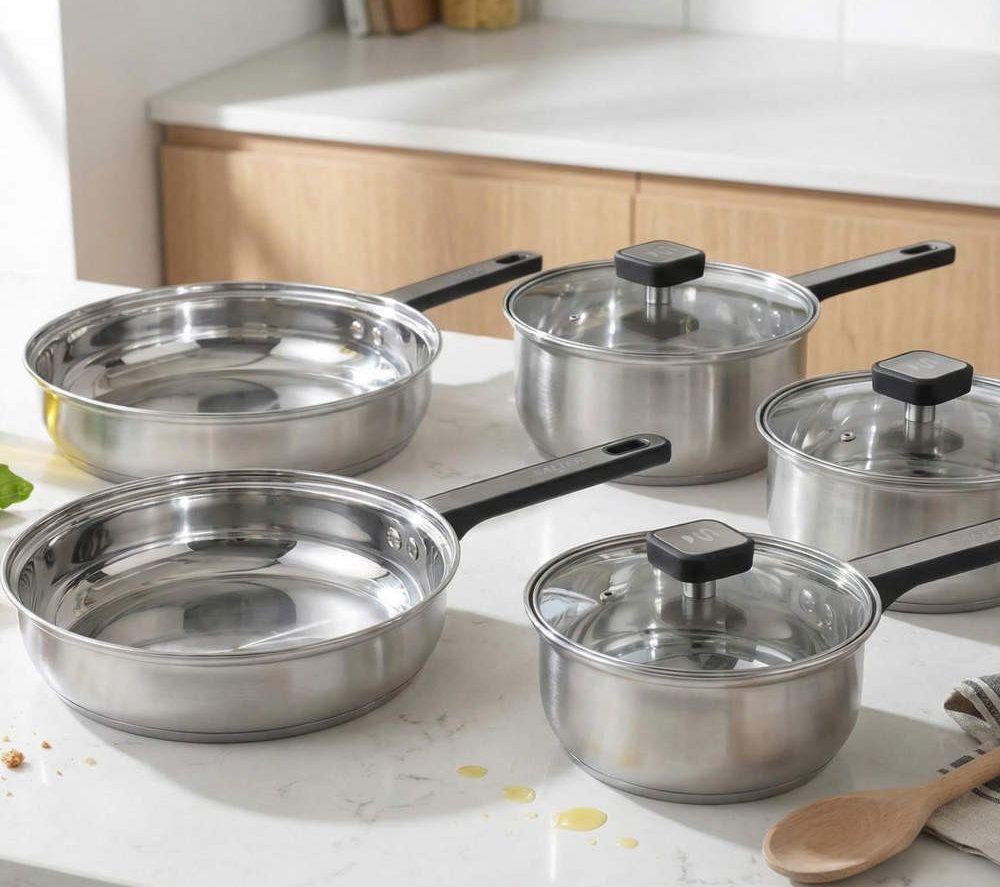 SALTER Expert 5‑piece Stainless Steel Cookware Set &ndash; Silver image number 5 of 8