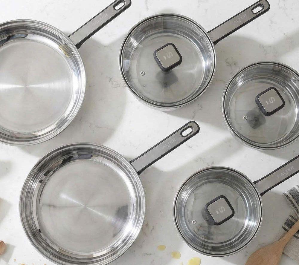 SALTER Expert 5‑piece Stainless Steel Cookware Set &ndash; Silver image number 6 of 8