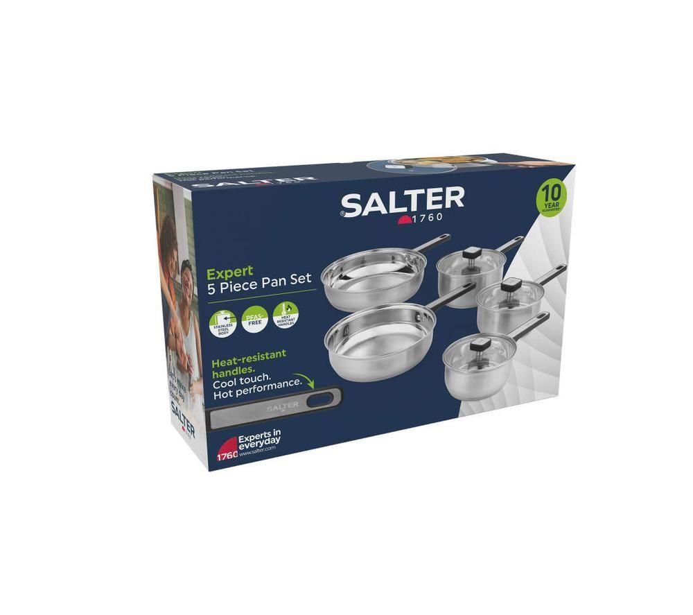 SALTER Expert 5‑piece Stainless Steel Cookware Set &ndash; Silver image number 7 of 8