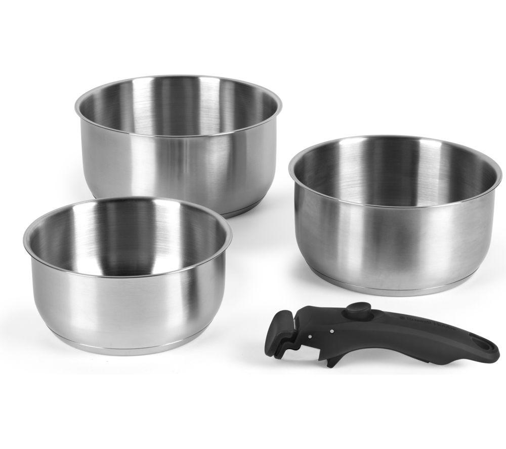 RUSSELL HOBBS RH04034 3-piece Stainless Steel Saucepan Set - Silver, Stainless Steel