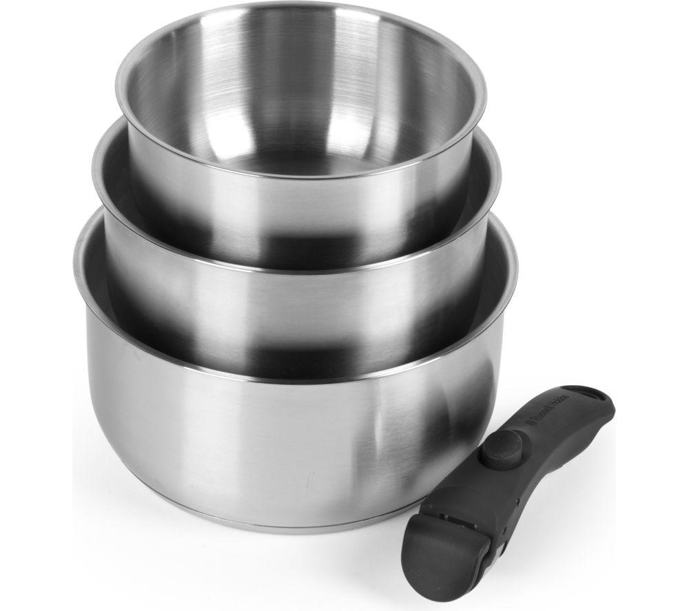 RUSSELL HOBBS RH04034 3-piece Stainless Steel Saucepan Set - Silver image number 4 of 5