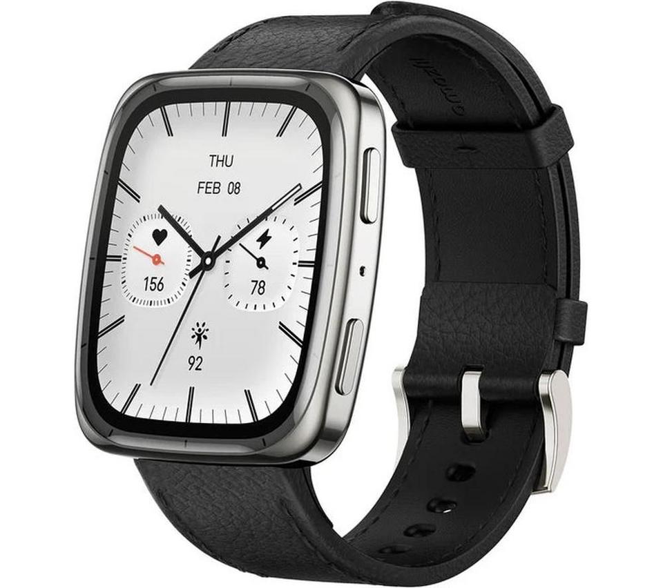 AMAZFIT Active 2 Smart Watch - Black, Leather Strap