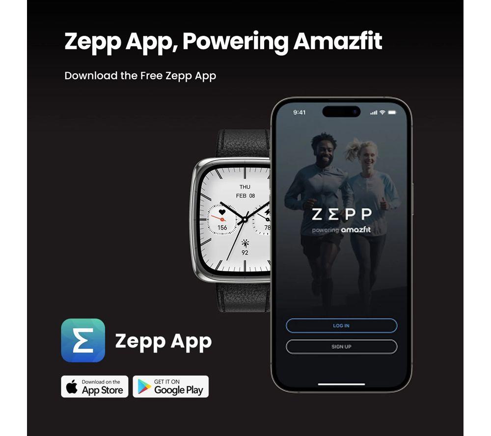 AMAZFIT Active 2 Smart Watch - Black, Leather Strap image number 2 of 8