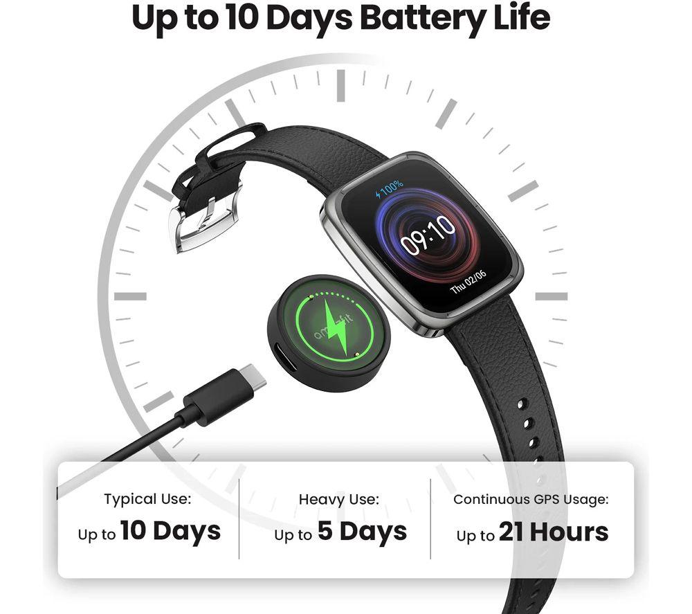 AMAZFIT Active 2 Smart Watch - Black, Leather Strap image number 6 of 8