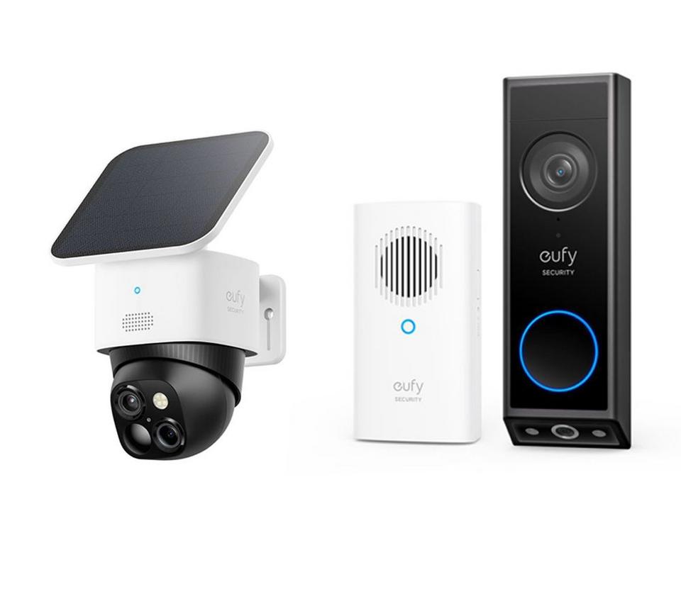 EUFY E340 2K Dual Camera Smart Doorbell 8 GB Storage & SoloCam S340 3K WiFi Security Camera 8 GB Storage Bundle