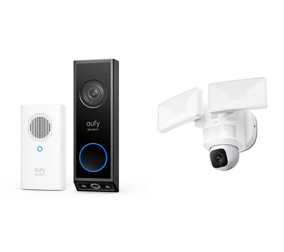 EUFY E340 2K Dual Camera Smart Video Doorbell 8 GB Storage & Floodlight E30 2K WiFi Security Camera Bundle