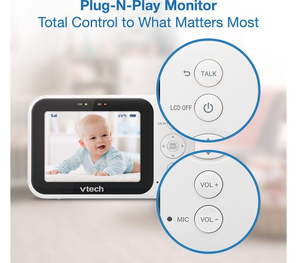 VTECH VM4263 3.5" Pan & Tilt Video Baby Monitor - White image number 6 of 9
