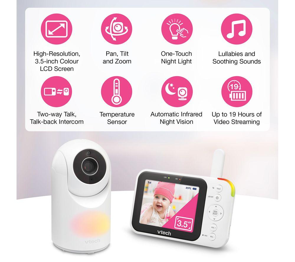 VTECH VM4263 3.5" Pan & Tilt Video Baby Monitor - White image number 7 of 9