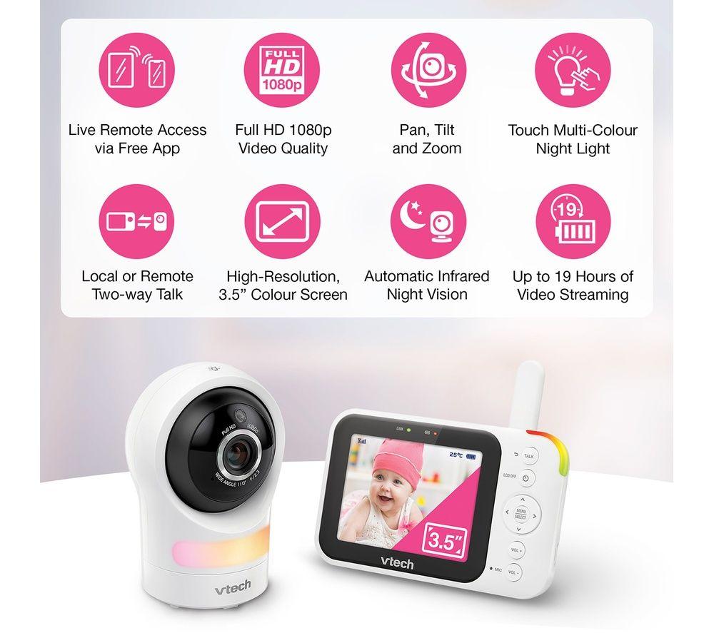 VTECH RM4761 3.5" LCD Screen Smart Video Baby Monitor - White image number 5 of 7