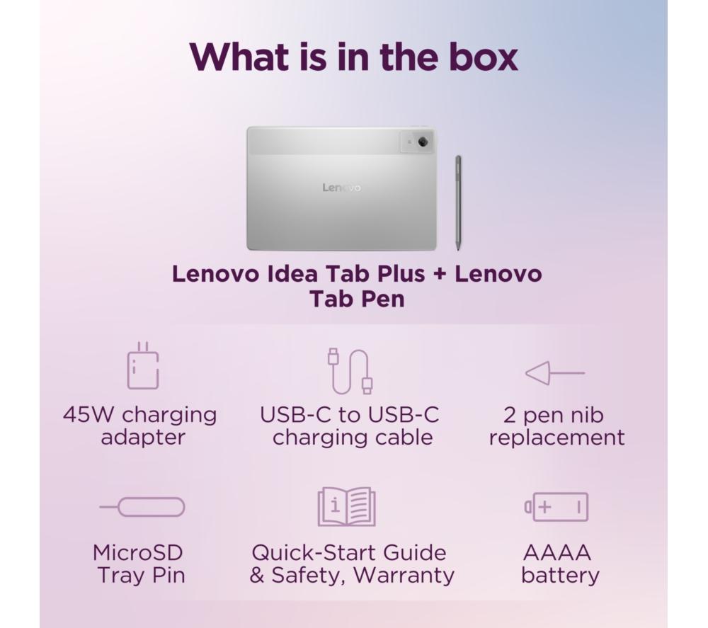 LENOVO Idea Tab Plus 12.1" Tablet - 256 GB, Cloud Grey image number 8 of 9