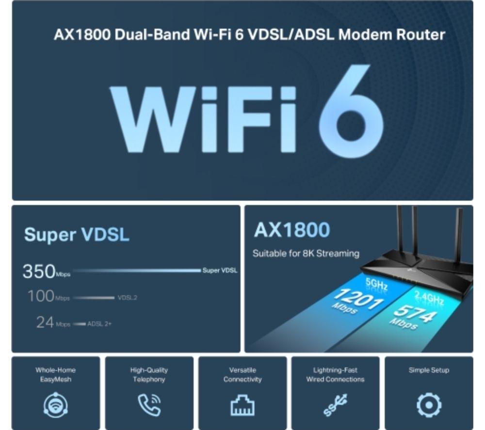TP-LINK Archer VX1800v WiFi Modem Router - AX 1800, Dual-band image number 4 of 6