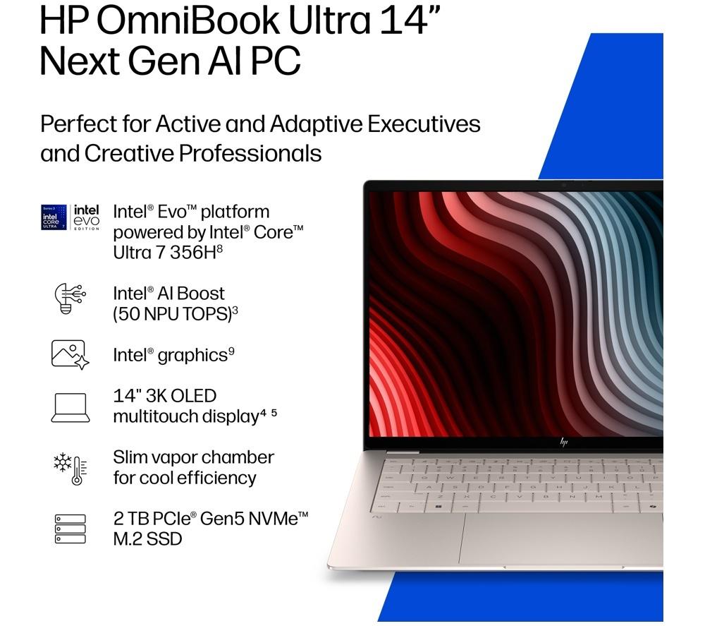 HP OmniBook Ultra Next Gen AI 14" Laptop - Intel&reg; Core&trade; Ultra 7, 2 TB SSD, Silk Sand image number 5 of 27
