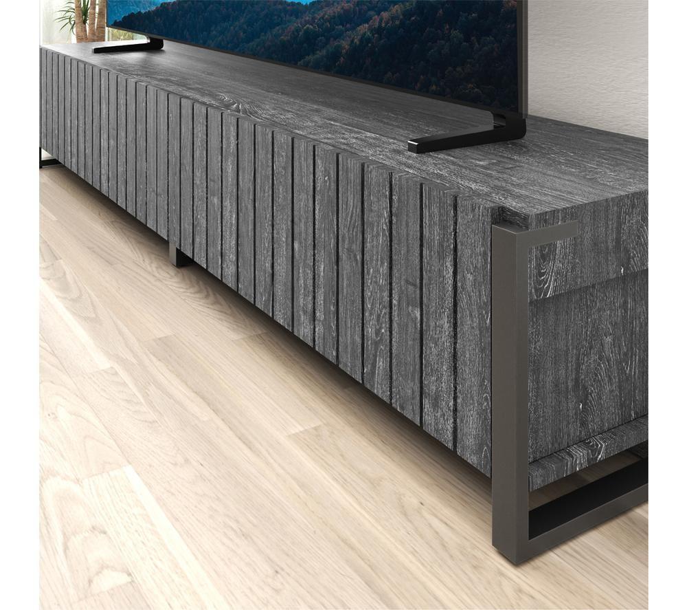 AVF AVF Ridgewood 2.28m Slatted TV Stand for up to 100" TVs - Gunmetal Grey & Rustic Black Grain image number 2 of 8