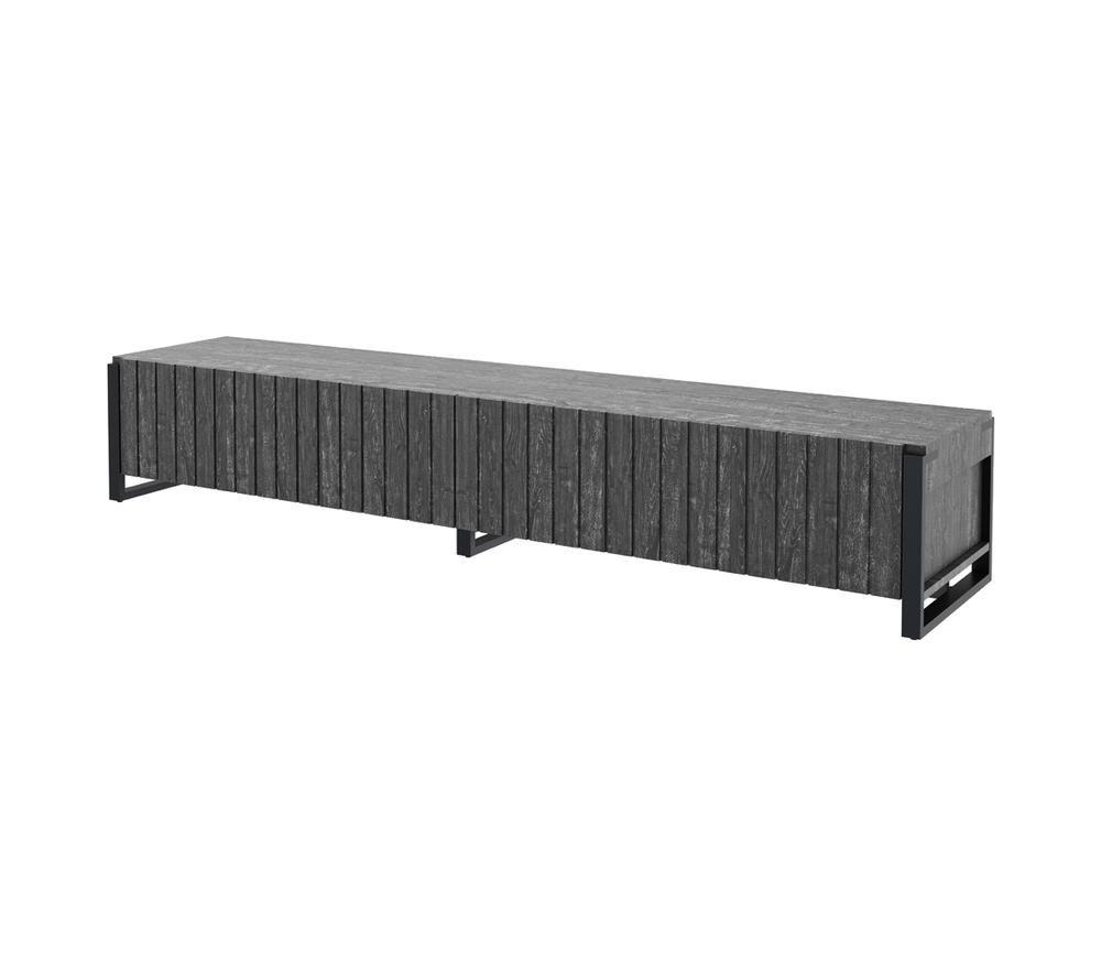 AVF AVF Ridgewood 2.28m Slatted TV Stand for up to 100" TVs - Gunmetal Grey & Rustic Black Grain image number 4 of 8