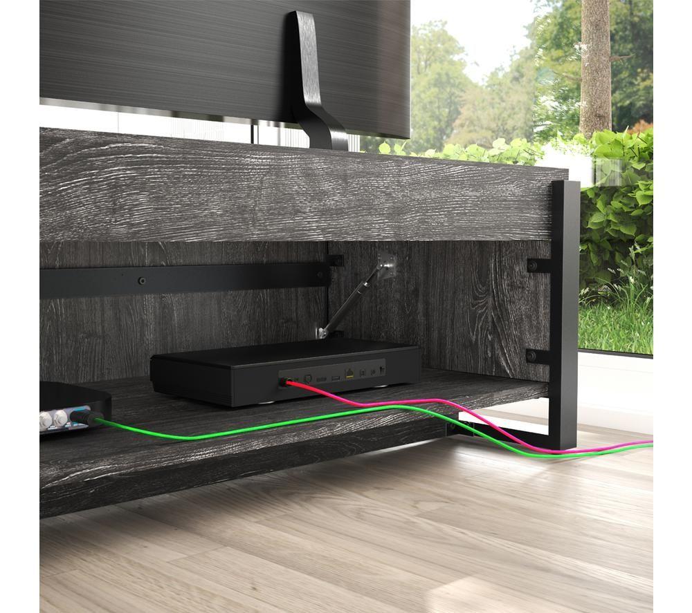 AVF AVF Ridgewood 2.28m Slatted TV Stand for up to 100" TVs - Gunmetal Grey & Rustic Black Grain image number 8 of 8