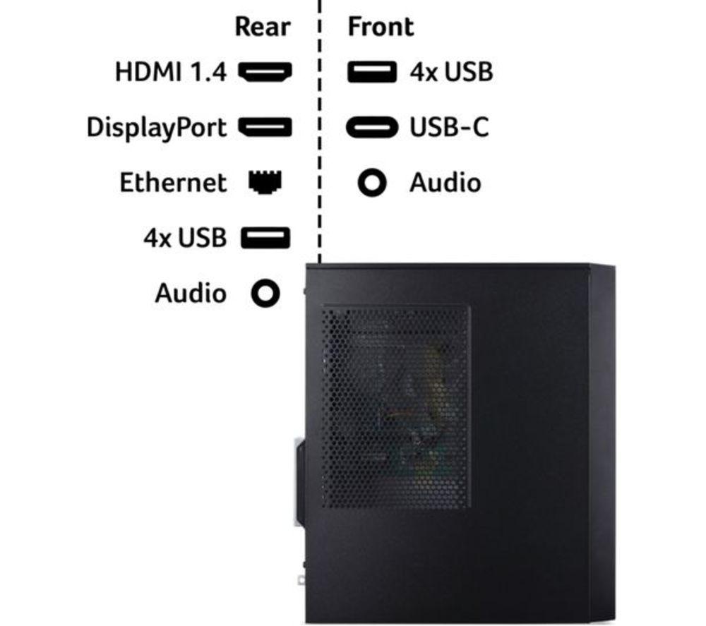 ACER Aspire TC-102 Refurbished Desktop PC - Intel&reg; Core&trade; i7, 1 TB SSD, Black (Excellent Condition) image number 2 of 7