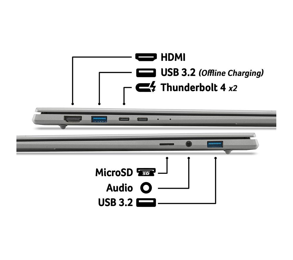 ACER Swift 16 AI 16" Refurbished Laptop, Copilot+ PC - Intel&reg; Core&trade; Ultra X7, 1 TB SSD, Black (Very Good Condition) image number 8 of 9