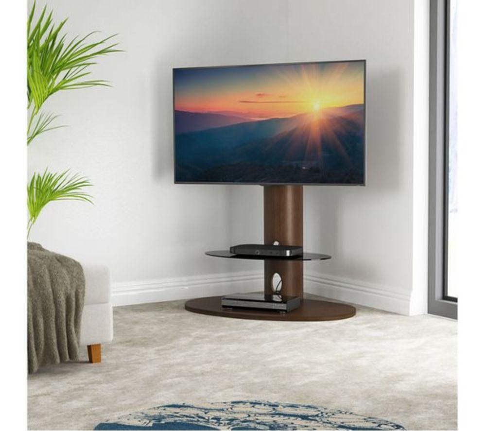 AVF Chepstow 930 mm Oval TV Stand with Bracket for 32-65" TVs - Walnut image number 5 of 26