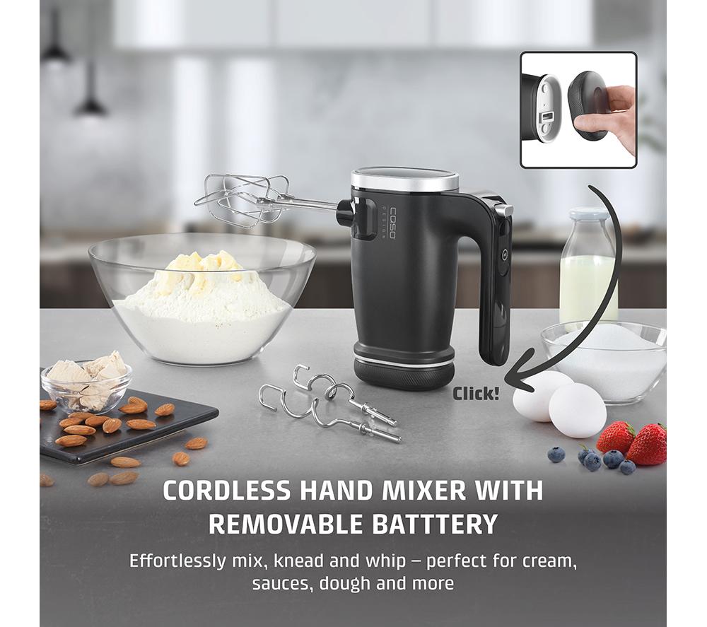 CASO Click & Mix 3630 Cordless 8-Speed Hand Mixer - Matte Silver & Black image number 2 of 8