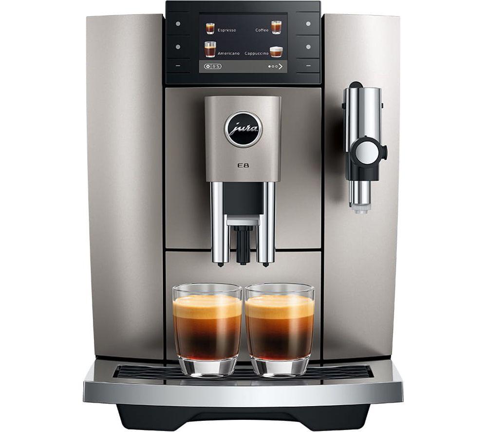 Jura E8 Smart Bean To Cup Coffee Machine - Midnight Silver, Silver/Grey