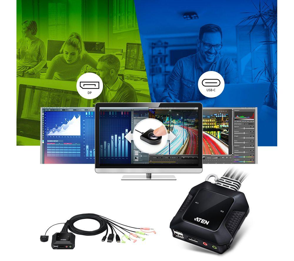 ATEN CS52DP 2-Port USB Type-C DisplayPort Hybrid Cable KVM Switch image number 4 of 7