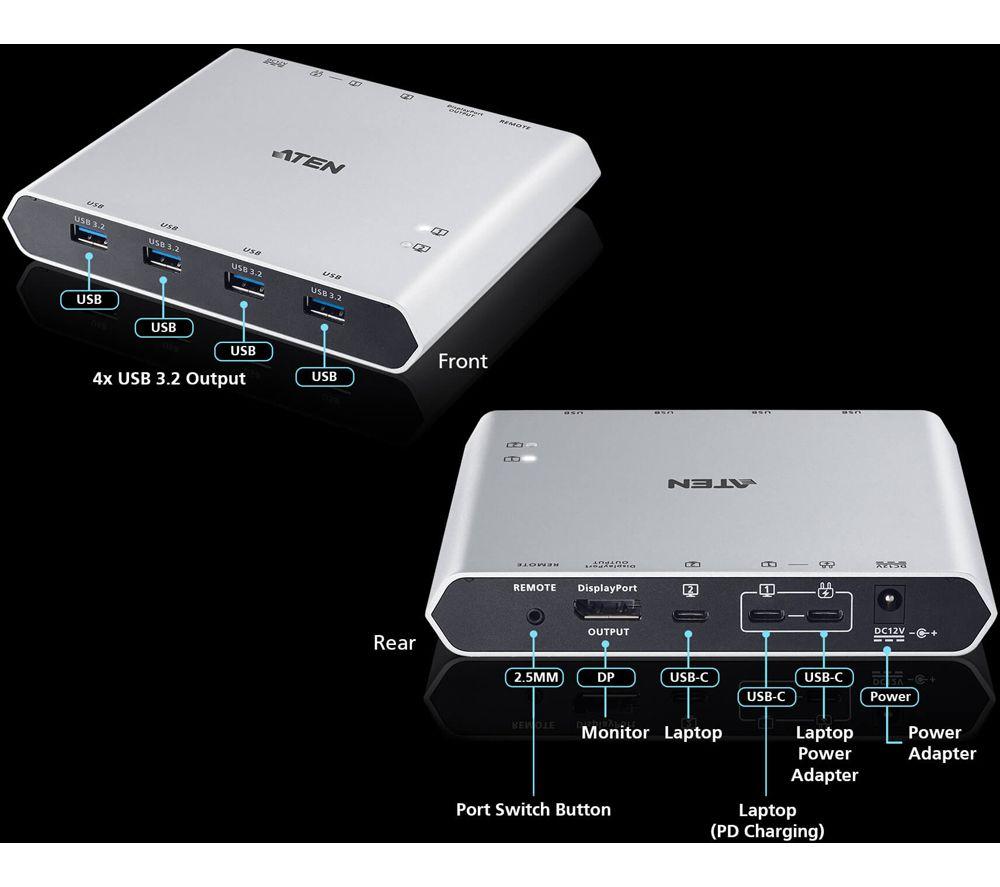 ATEN US3311 Duo Flex 2-Port 4K DisplayPort USB-C KVM Switch image number 6 of 7
