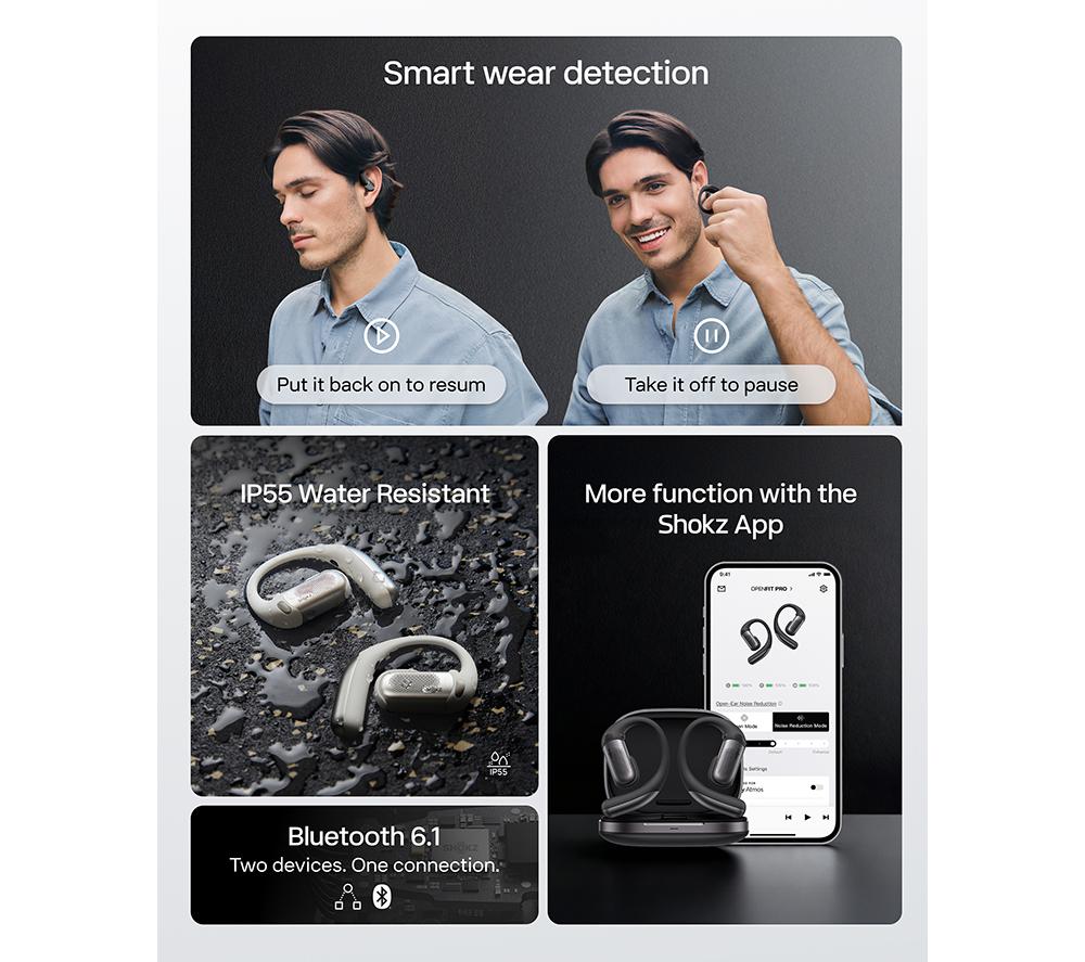 SHOKZ OpenFit Pro Wireless Bluetooth Noise-Cancelling Earbuds - Black image number 11 of 12