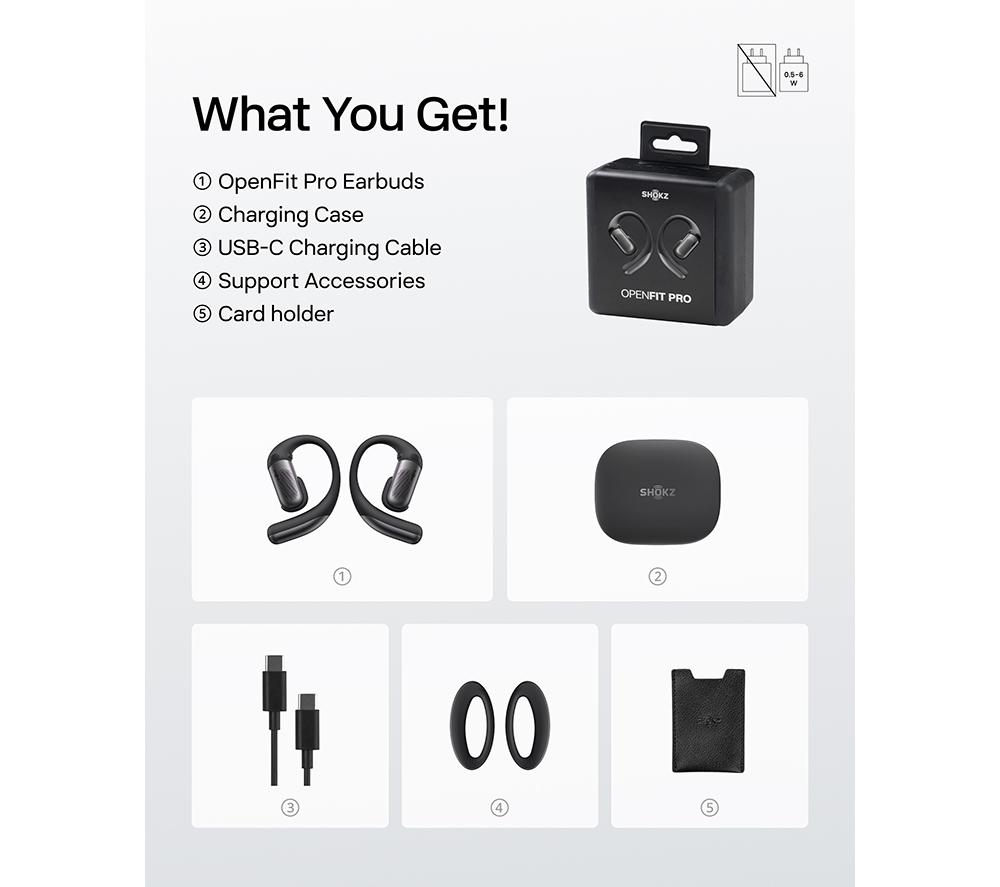 SHOKZ OpenFit Pro Wireless Bluetooth Noise-Cancelling Earbuds - Black image number 12 of 12