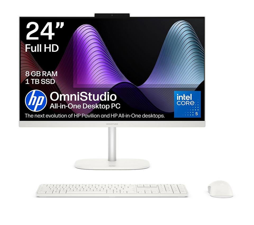 HP OmniStudio 24-cu0001na 23.8" All-in-One PC - Intel® Core™ 5, 1 TB SSD, Cotton White