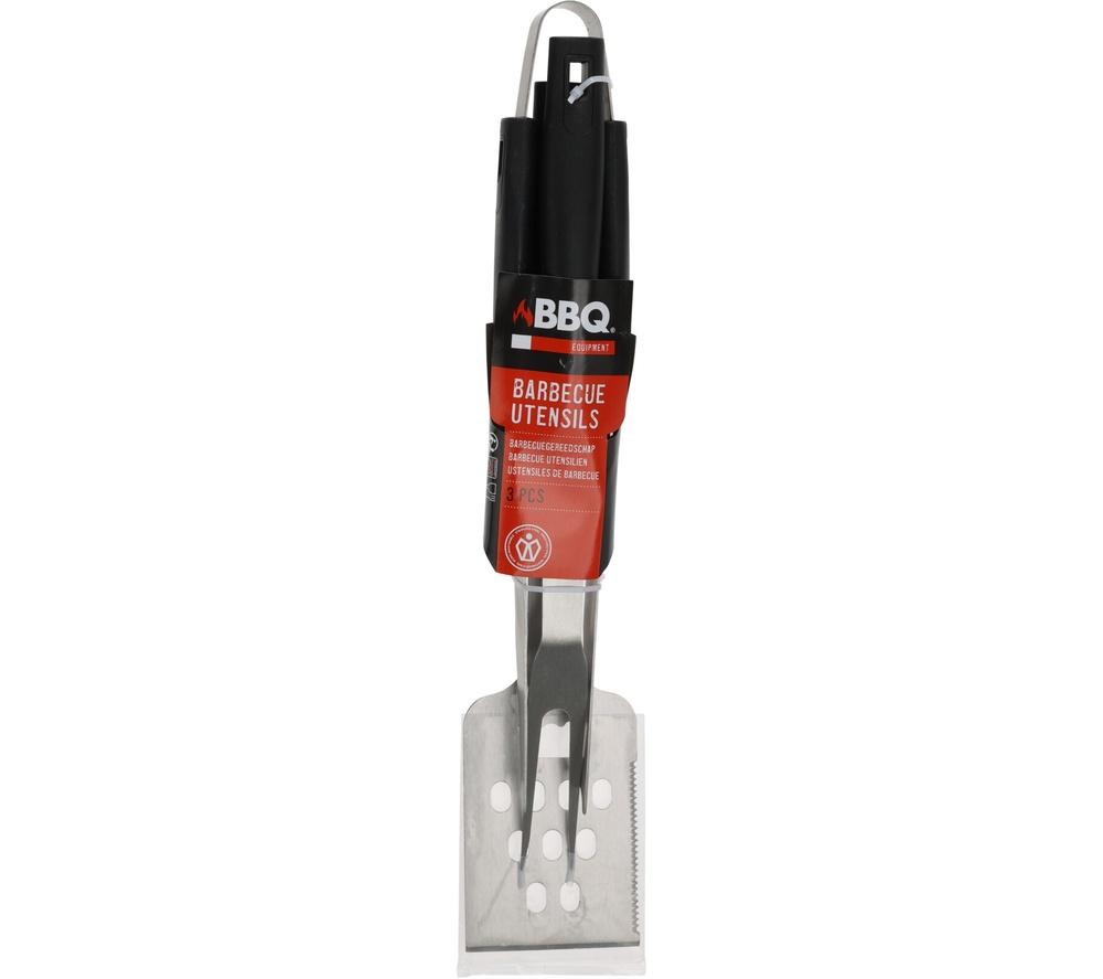 BBQ EQUIPMENT 3-Piece BBQ Tool Set - Black & Silver