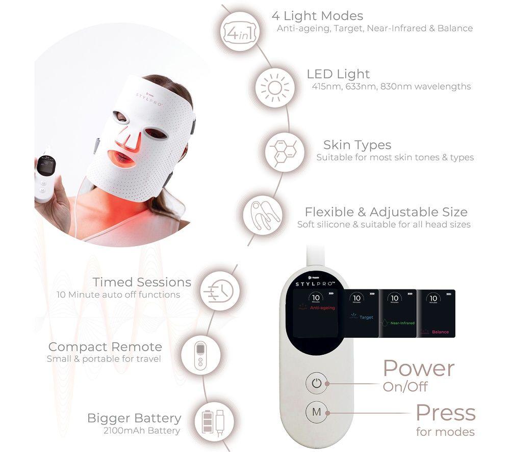 STYLPRO Wavelength 4-Mode LED Face Mask - White image number 7 of 9
