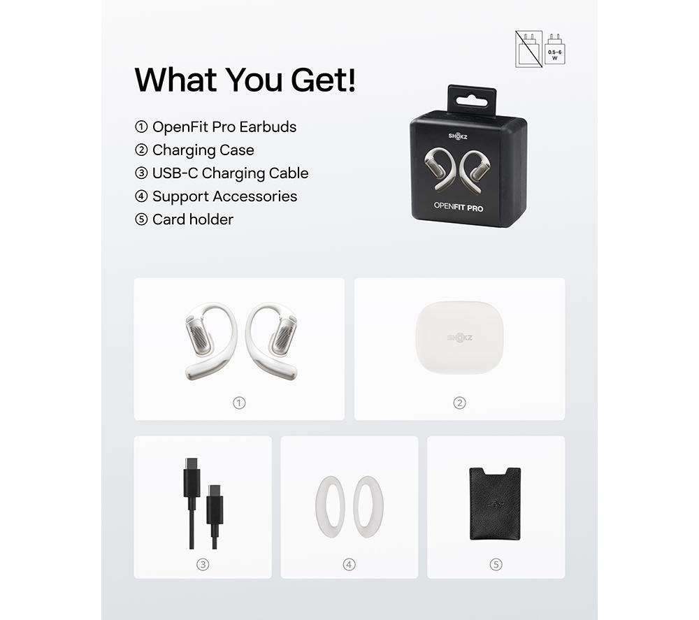 SHOKZ OpenFit Pro Wireless Bluetooth Noise-Cancelling Earbuds - White image number 12 of 12