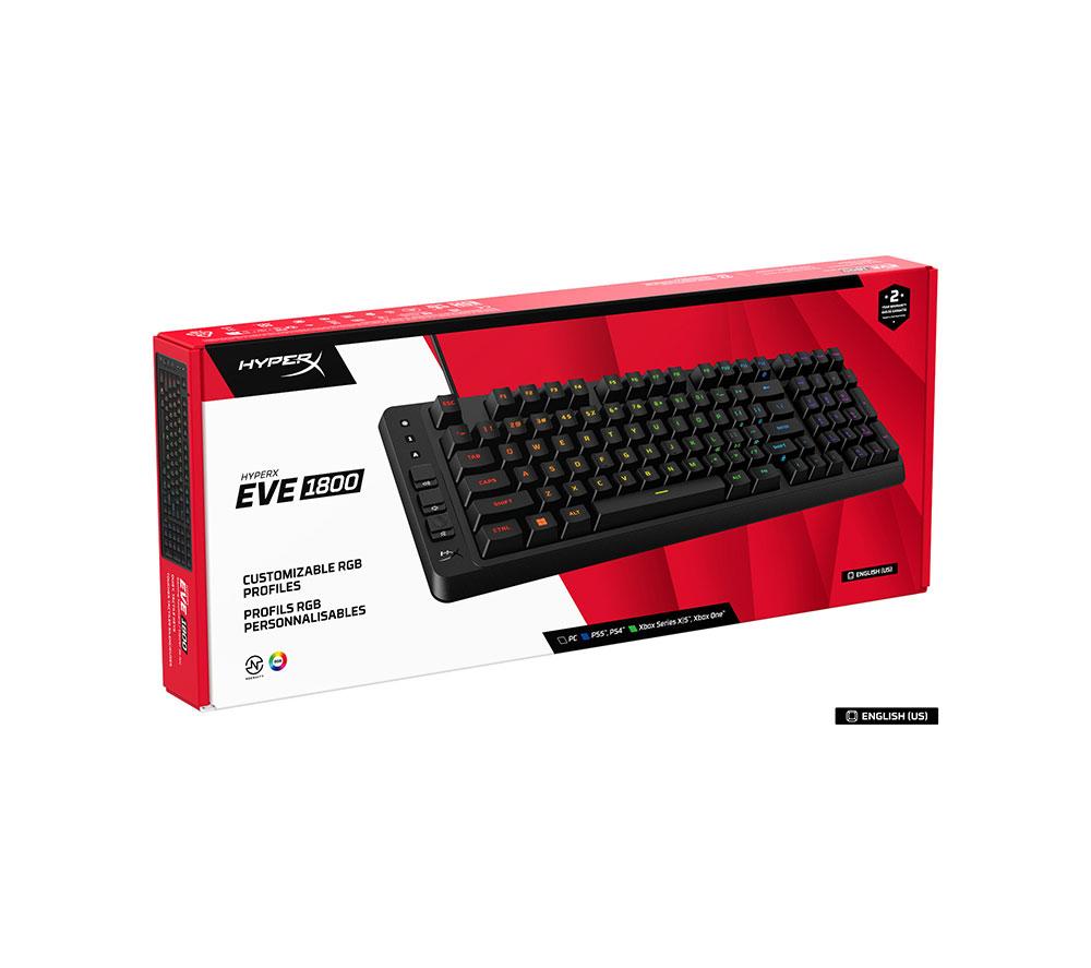 HYPERX Eve 1800 RGB Gaming Keyboard - Black image number 10 of 10