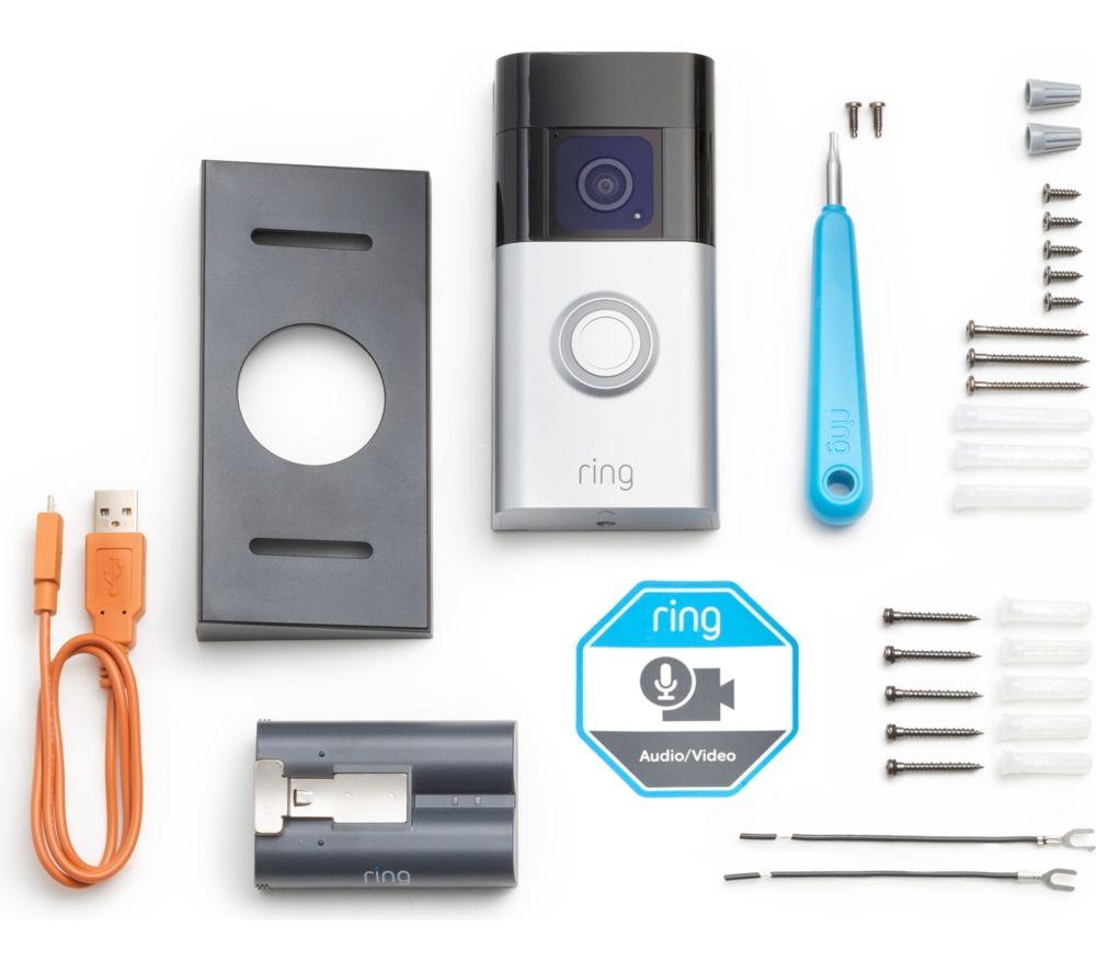 RING Battery Video Doorbell Plus with Extra Battery Pack - Silver image number 2 of 5