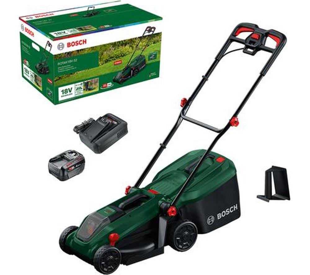 BOSCH Rotak 18V-32 Cordless Rotary Lawn Mower - Green & Black image number 9 of 13