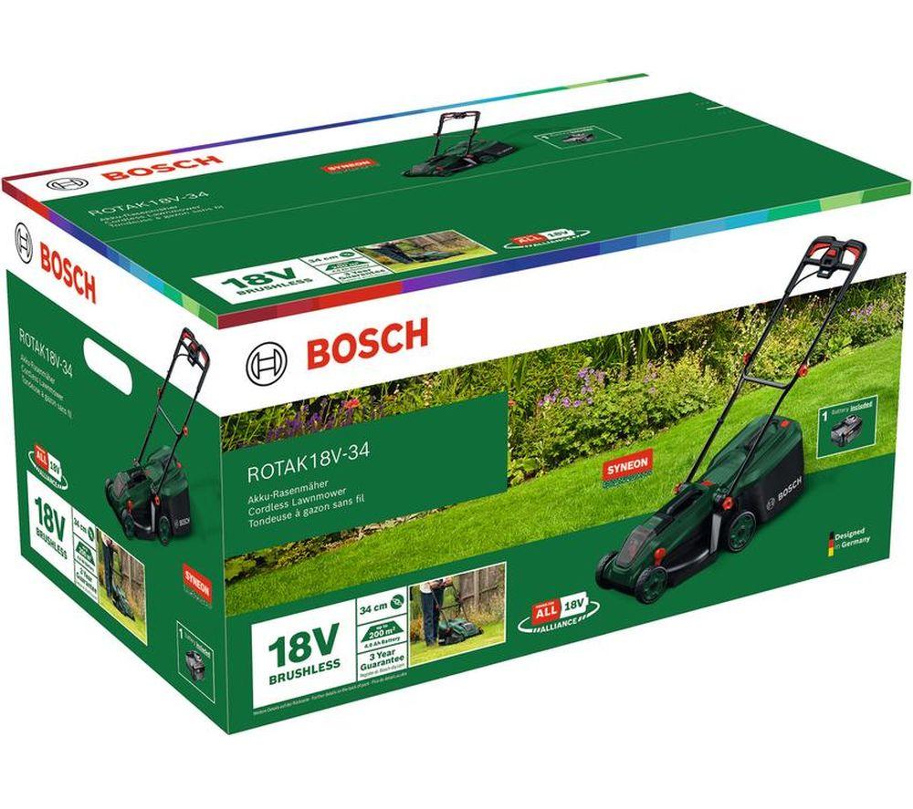 BOSCH Rotak 18V-34 Cordless Rotary Lawn Mower - Green & Black image number 3 of 4