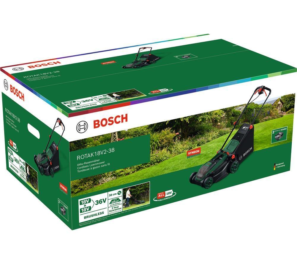 BOSCH Rotak 18V2-38 Cordless Rotary Lawn Mower - Green & Black image number 10 of 10
