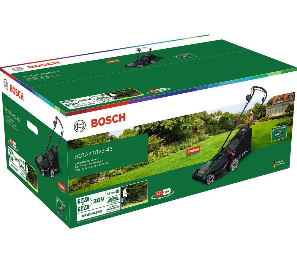 BOSCH Rotak 18V2-43 Cordless Rotary Lawn Mower - Green & Black image number 10 of 10
