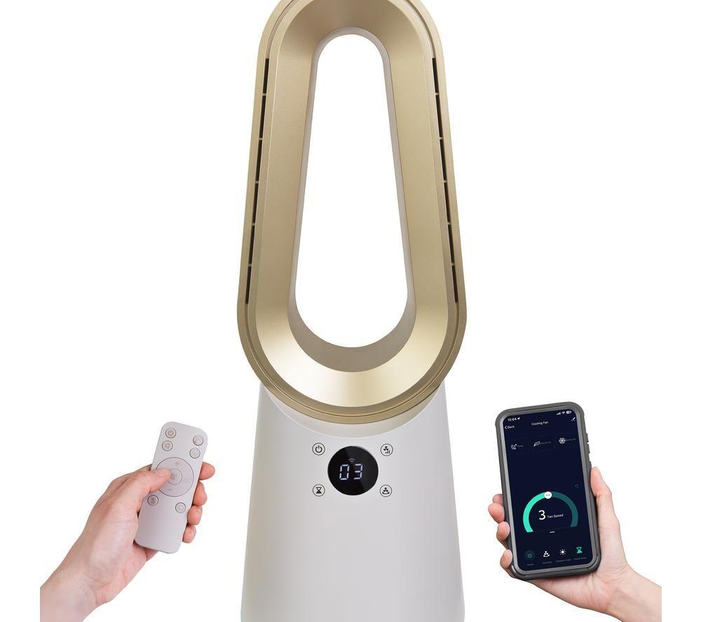 RUSSELL HOBBS RHCBLDL10STSM Smart Bladeless Tower Fan - Cream & Gold image number 3 of 5