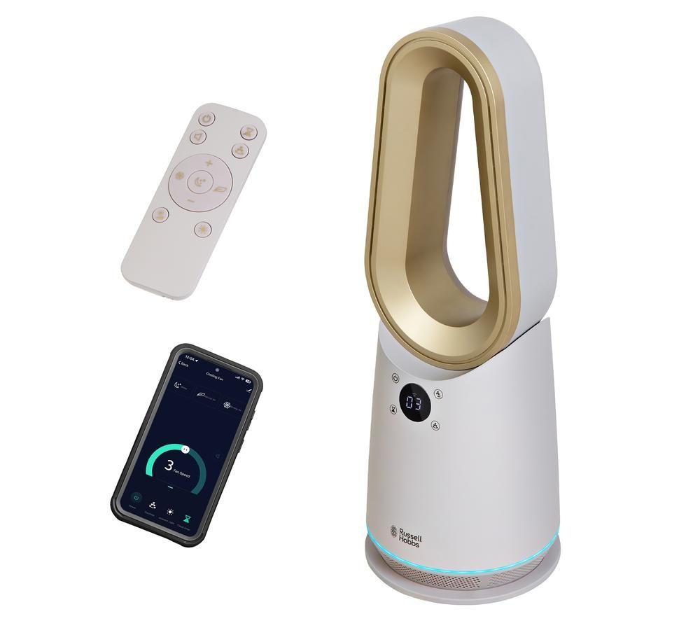 RUSSELL HOBBS RHCBLDL10STSM Smart Bladeless Tower Fan - Cream & Gold image number 5 of 5