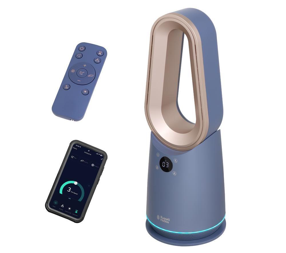 RUSSELL HOBBS RHCBLDL10BLSM Smart Bladeless Tower Fan - Navy blue & Champagne image number 3 of 3
