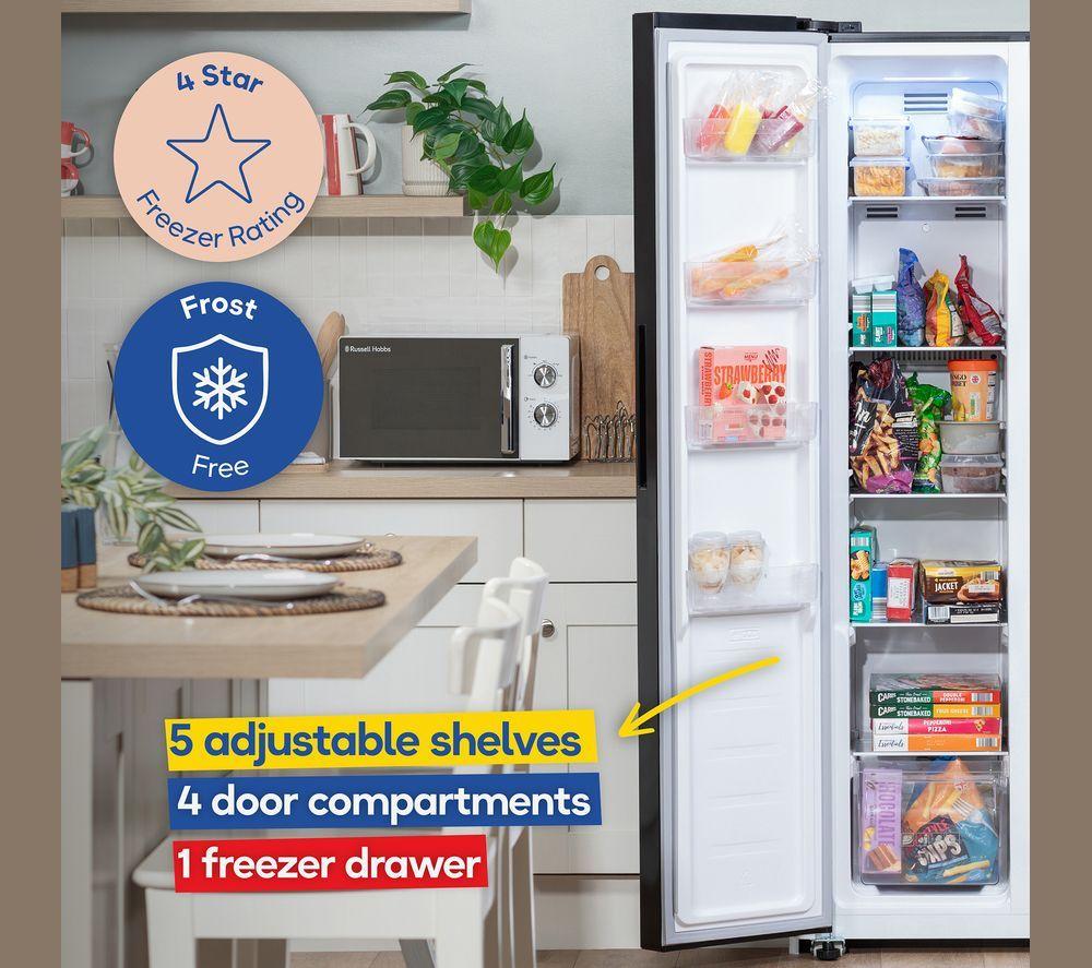 RUSSELL HOBBS RH90AFF201B-WD American-Style Fridge Freezer - Black image number 8 of 10