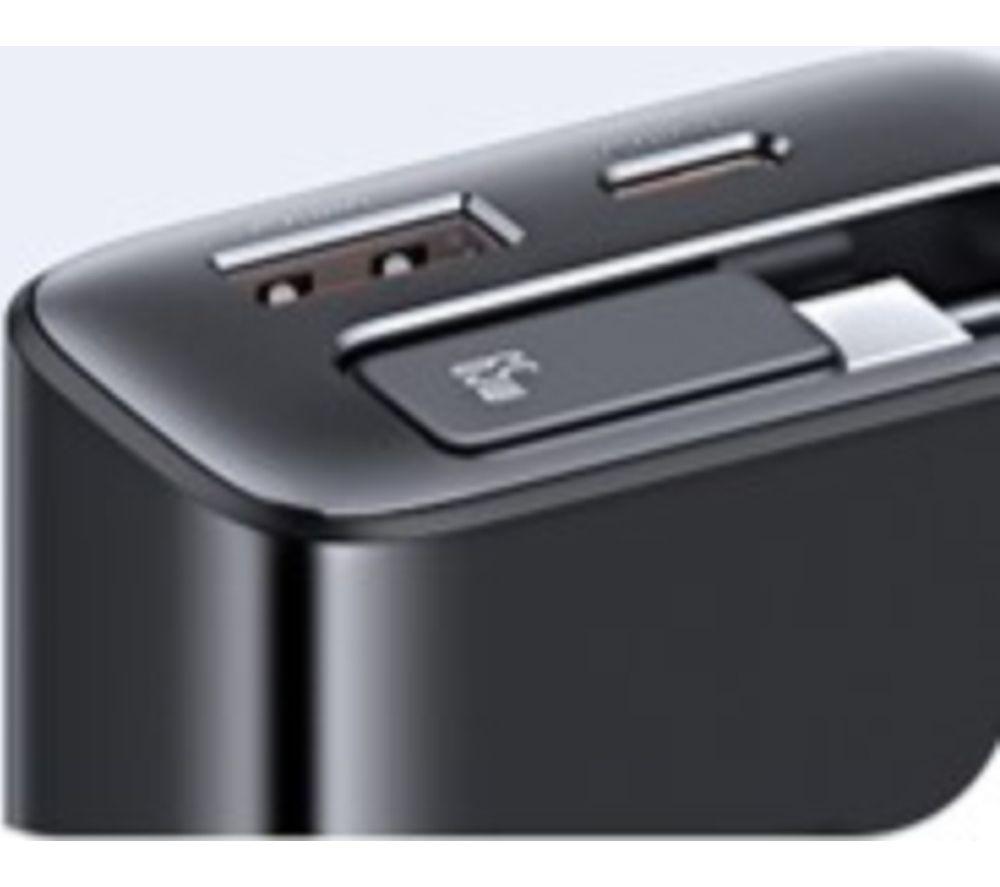 SILVERLABEL E71029020 2-in-1 65 W Dual USB Type-C & Type-A GaN Charger - Black, Retractable Cable image number 6 of 6