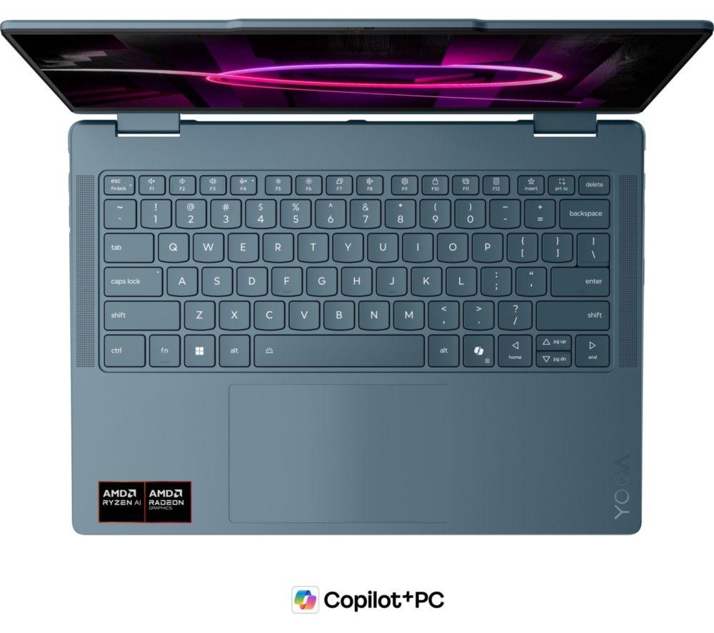 LENOVO Yoga 7 14" 2 in 1 Laptop, Copilot+ PC - AMD Ryzen AI 5, 512 GB, Tidal Teal image number 6 of 7