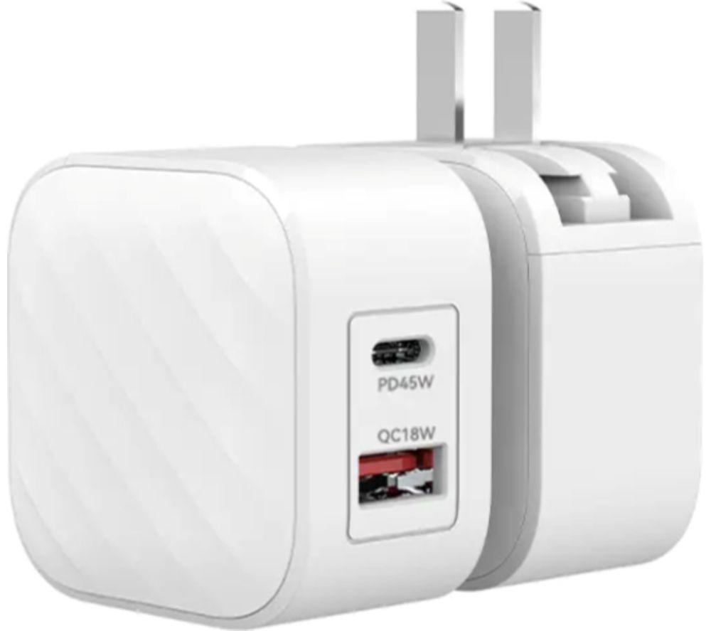 SILVERLABEL E71029025 45 W Dual USB Type-C & Type-A Charger - White