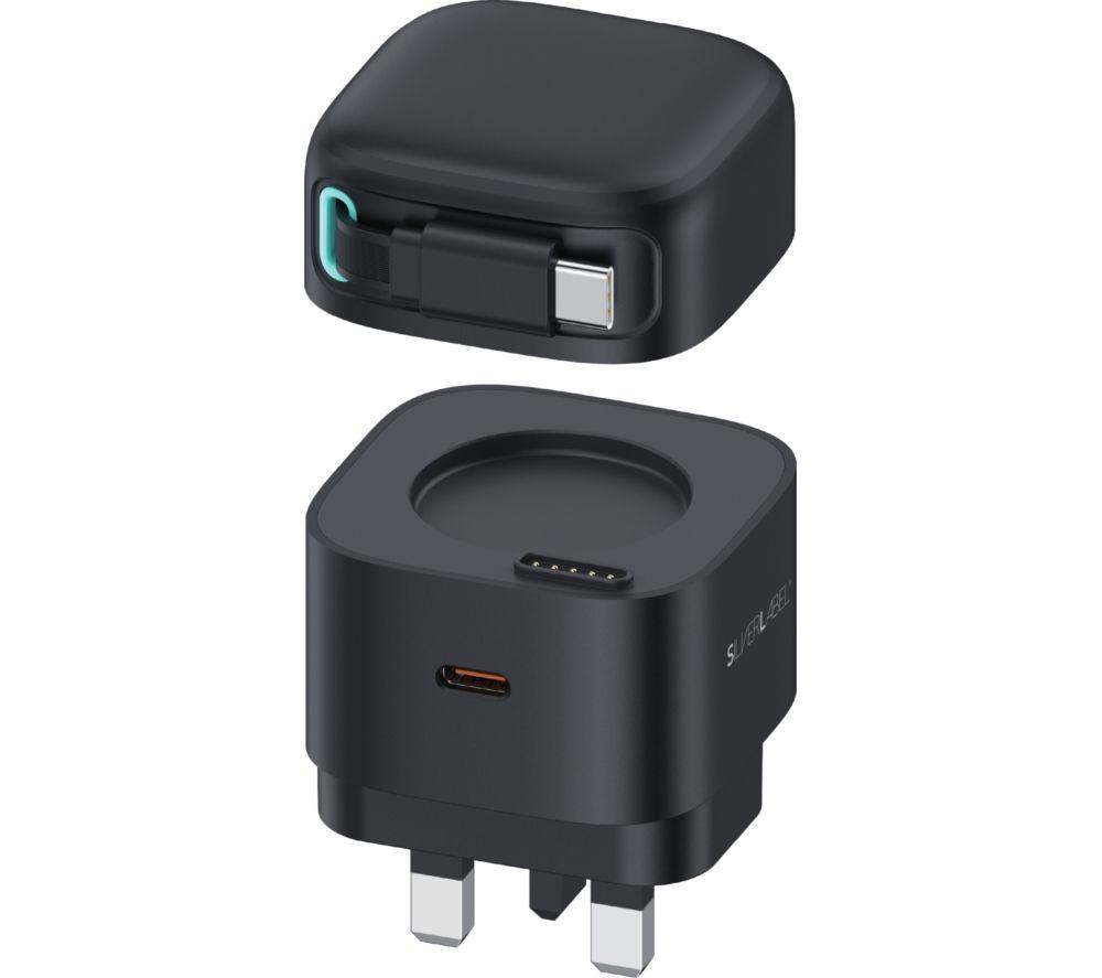 Silverlabel E71029024 2-In-1 35 W Dual Usb Type-C & Type-A Gan Charger - Black, Retractable Cable, Black